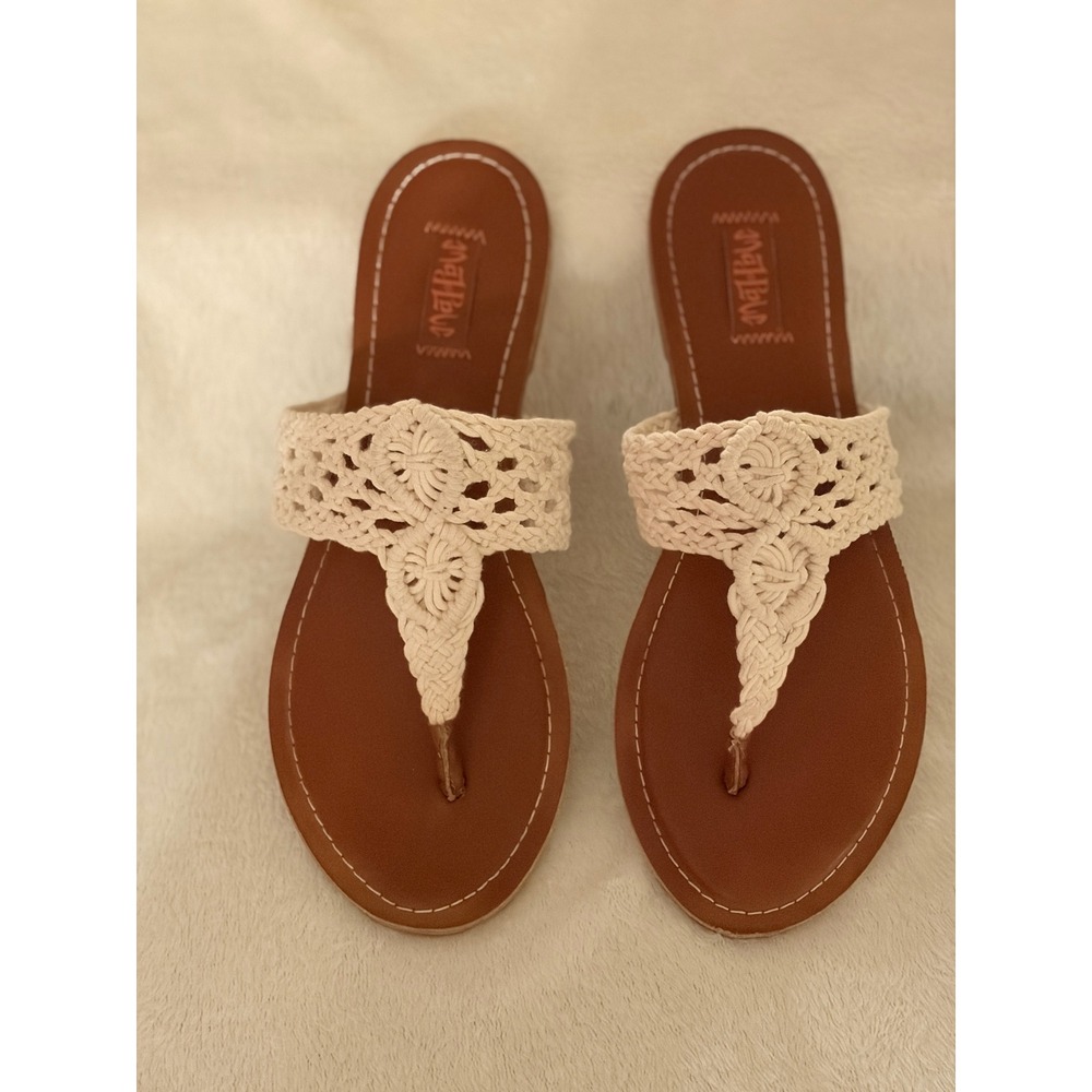 Mad Love Cream‎ Sammy Crochet Thong Sandals Womens 9 Excellent